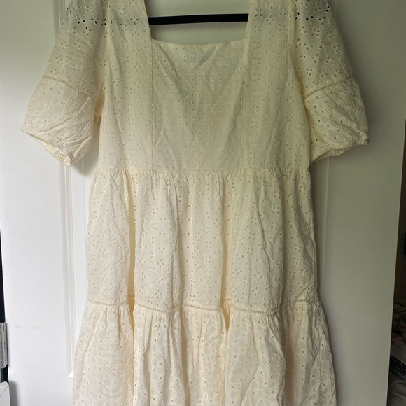 NWT Madewell Eyelet-Mix Tiered Light Cream Mini Dress Size 6 - Picture 11 of 11